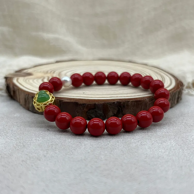 Cinnabar Bead Bracelet