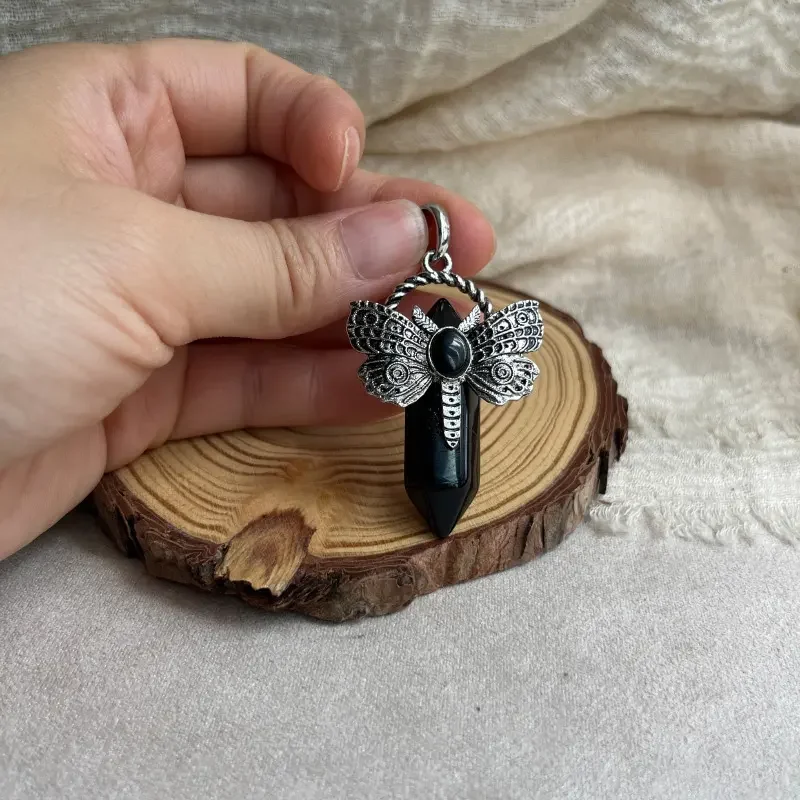 Obsidian Dragonfly Charm