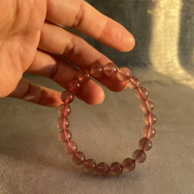 Raw Strawberry Quartz Bracelet For Sale